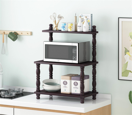 Padeiro Double Layer Microwave Oven Rack Stand Wood Frame da cozinha