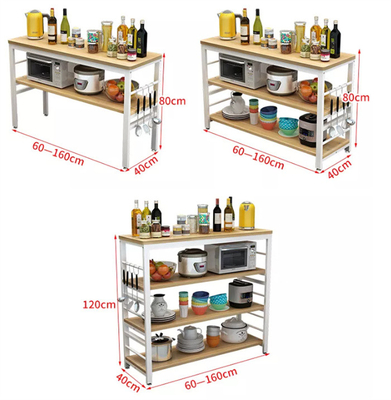 Série do organizador 2 da bancada da cremalheira da micro-ondas dos padeiros da cozinha da madeira de metal