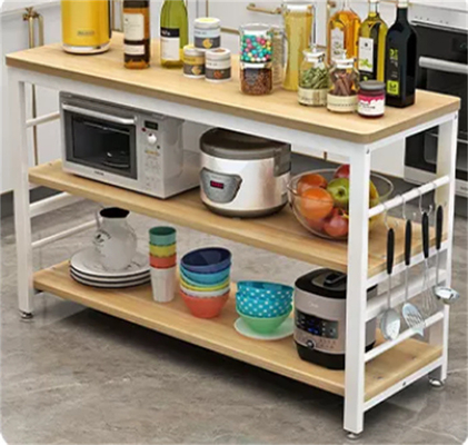Série do organizador 2 da bancada da cremalheira da micro-ondas dos padeiros da cozinha da madeira de metal