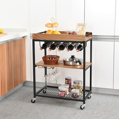 Trole de serviço público móvel de carregamento forte da cozinha do carro de barra da cozinha de 3 séries nas rodas
