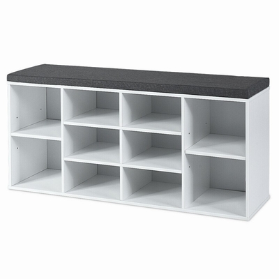 Banco de madeira do armazenamento da sapata do corredor do Cubby de 2 séries com o entalhe do coxim 10