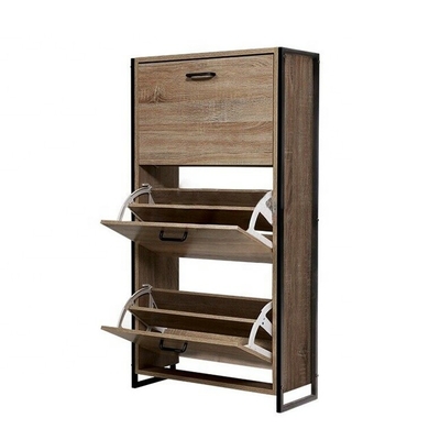 Organizador de madeira Cabinet For Home de Flip Down Shoe Rack Furniture de 3 séries do MDF