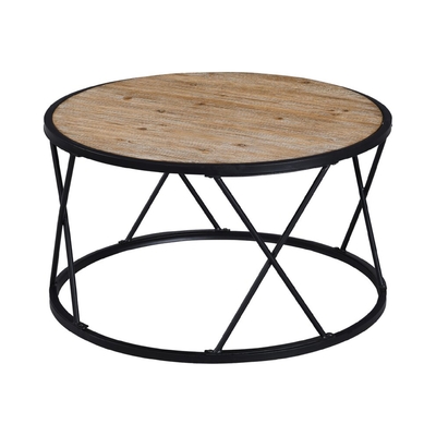 Contemperary aninhou circularmente a mesa de centro da madeira e do metal para o centro do escritório domiciliário
