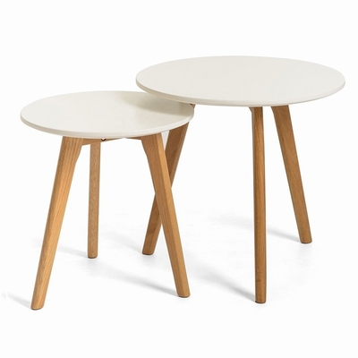 A mesa de centro contínua de Escandinávia do círculo da madeira de carvalho ajustou 2 com parte superior do MDF