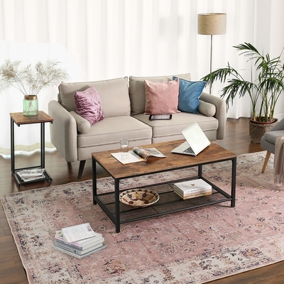 C dá forma à mesa de centro Sofa Nesting End Tables da madeira e do metal