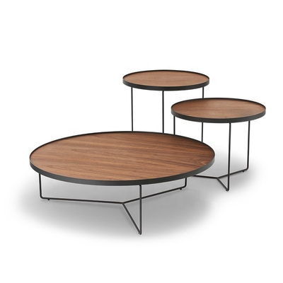 A madeira do Mdf de Contemperary e a mesa de centro ovais do metal ajustaram a mobília para a sala de visitas