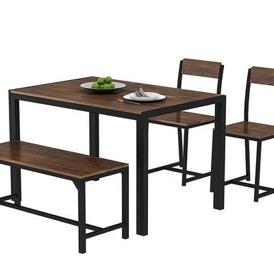 Mesa de jantar de madeira personalizada do metal com banco e cadeiras para o restaurante