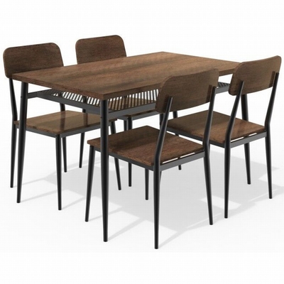 A mesa de jantar e o banco rústicos retangulares do Midcentury ajustaram-se com 4 cadeiras