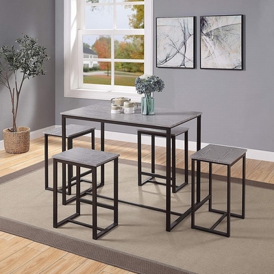A mesa de jantar e a cadeira personalizadas do pinho 5pc ajustaram o revestimento lustroso