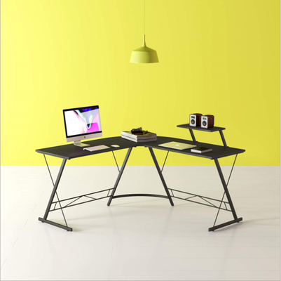 Mesa em forma de L de canto reversível Brown do computador para o escritório domiciliário