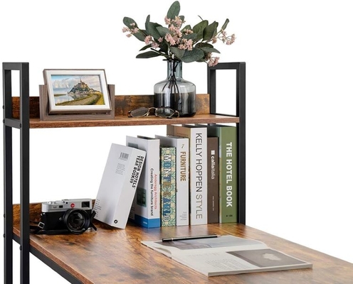 Tabela de trabalho em forma de L em forma de L de madeira de aço da mesa de escritório com prateleiras do armazenamento