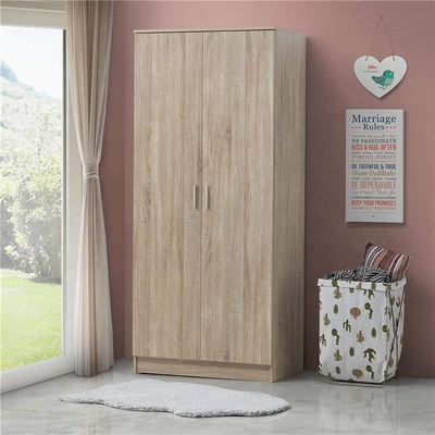Vestuário de madeira natural feito sob encomenda do armário embutido de 2 portas para o espaço de armazenamento grande da roupa
