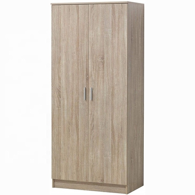 Vestuário de madeira natural feito sob encomenda do armário embutido de 2 portas para o espaço de armazenamento grande da roupa