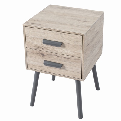 Tabelas de madeira Nightstand de Sofa Slim Bedside Drawers End com 2 gavetas