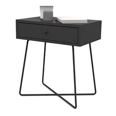 O lado moderno geométrico de Nightstands da tabela de cabeceira da madeira da cruz do metal apresenta para o quarto