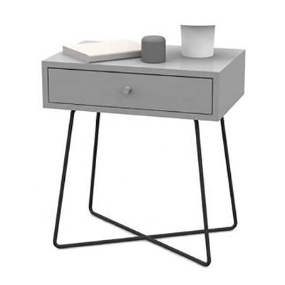 O lado moderno geométrico de Nightstands da tabela de cabeceira da madeira da cruz do metal apresenta para o quarto