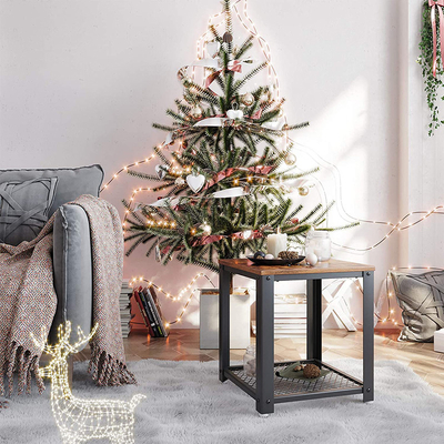 Madeira e metal industriais pequenos de Nightstand do estilo do Oem Brown
