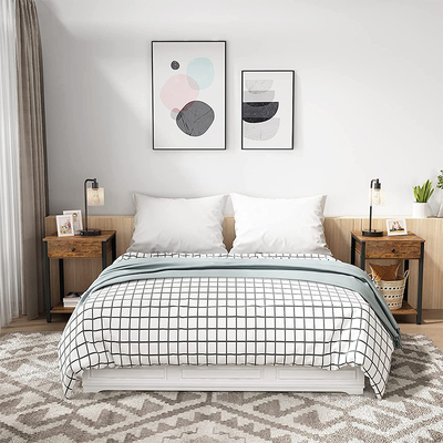 Estilo personalizado Nightstands Gray Wood da casa da quinta do quadro do metal