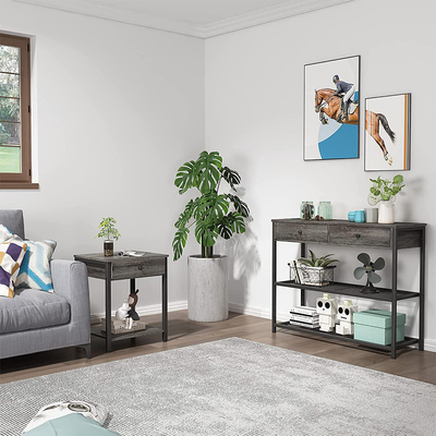 Estilo personalizado Nightstands Gray Wood da casa da quinta do quadro do metal