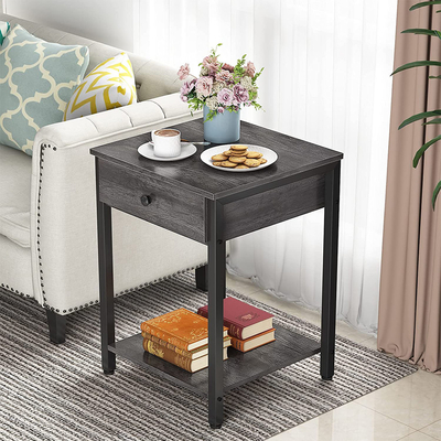 Estilo personalizado Nightstands Gray Wood da casa da quinta do quadro do metal