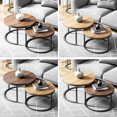Sólido do metal de madeira em volta das mesas de centro circulares do aninhamento para Sofa BedSide
