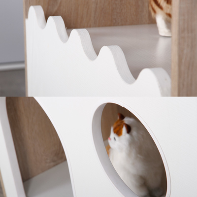 Casa de madeira interna sustentável Cat Den With Storage do animal de estimação do ODM