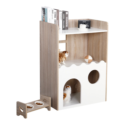 Casa de madeira interna sustentável Cat Den With Storage do animal de estimação do ODM