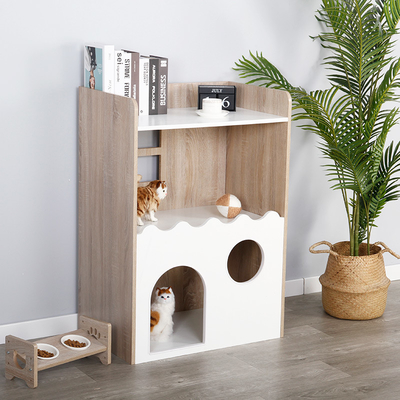 Casa de madeira interna sustentável Cat Den With Storage do animal de estimação do ODM